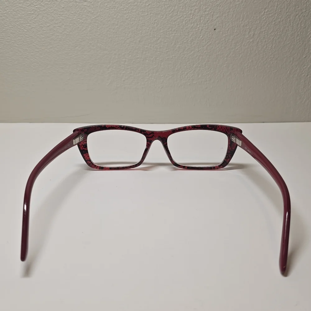 Authentic Fendi F1025 615 Red Black Lace Pattern Acetate Eyeglass Frames ITALY